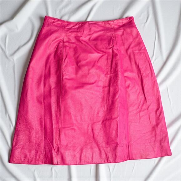 VTG Wilsons Pink Leather Skirt - Picture 1 of 4